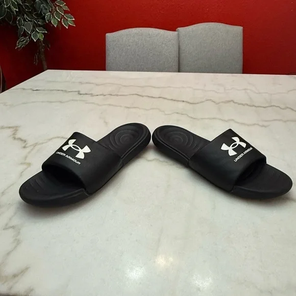 Under Armour Black Slides with White Logo - Picture 3 of 8